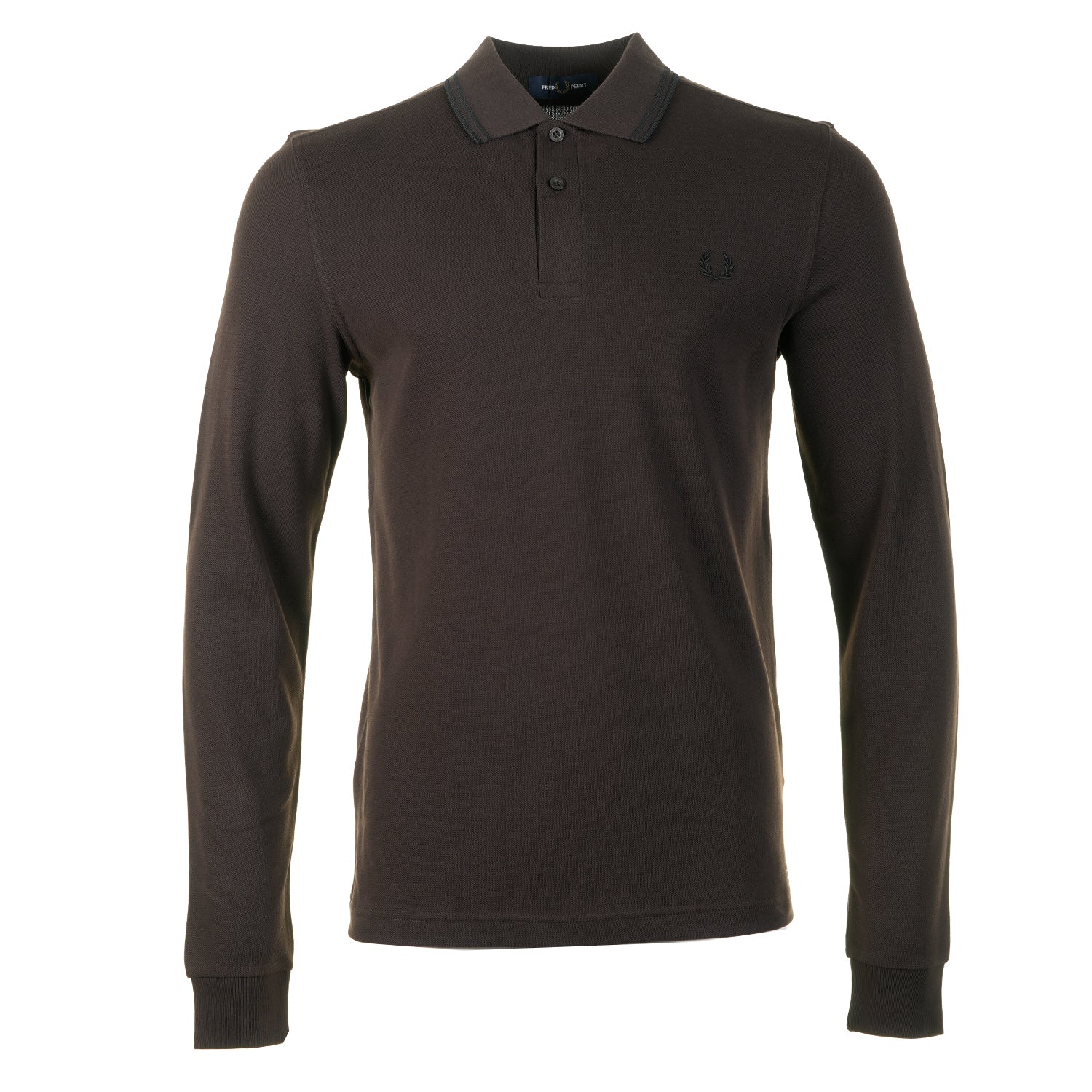 Long Sleeve Twin Tipped Polo Shirt Rich Brown / Black