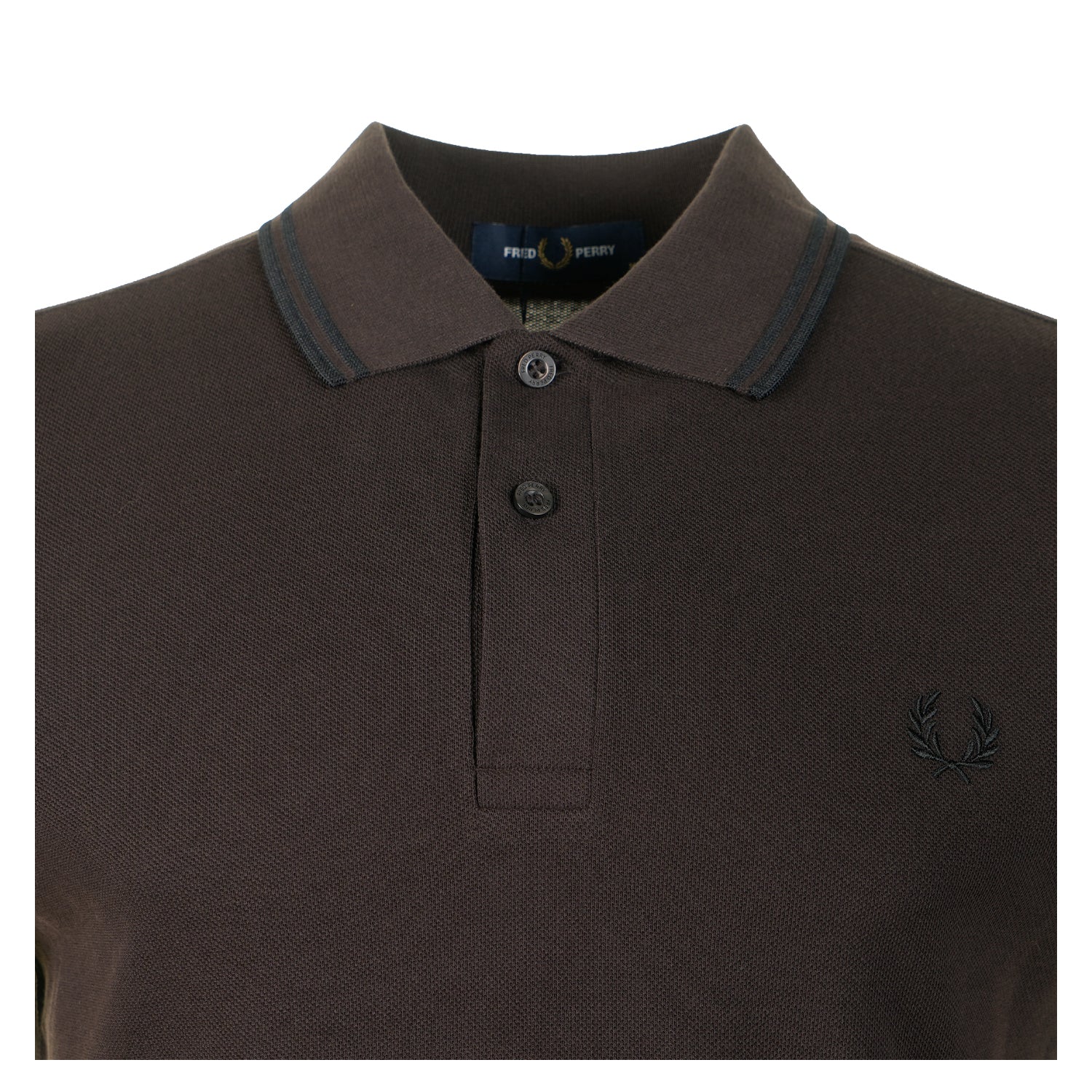 Long Sleeve Twin Tipped Polo Shirt Rich Brown / Black