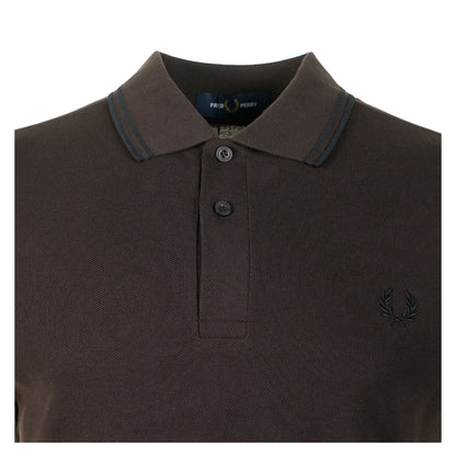 Long Sleeve Twin Tipped Polo Shirt Rich Brown / Black