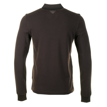 Long Sleeve Twin Tipped Polo Shirt Rich Brown / Black