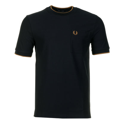 Pocket Detail Pique T Shirt Black