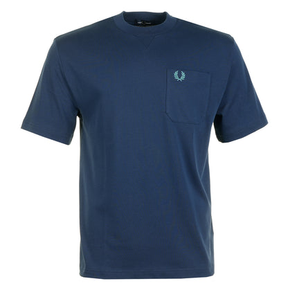 Pocket Detail Pique T Shirt Tennis Blue