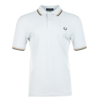 Short Sleeve Twin Tipped Polo Shirt Dusk Blue / Dark Caramel / Night Green