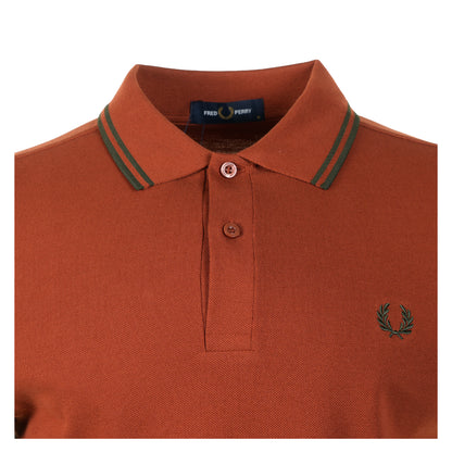 Short Sleeve Twin Tipped Polo Shirt Twilight Brandy / Night Green