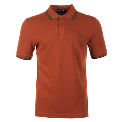 Short Sleeve Twin Tipped Polo Shirt Twilight Brandy / Night Green