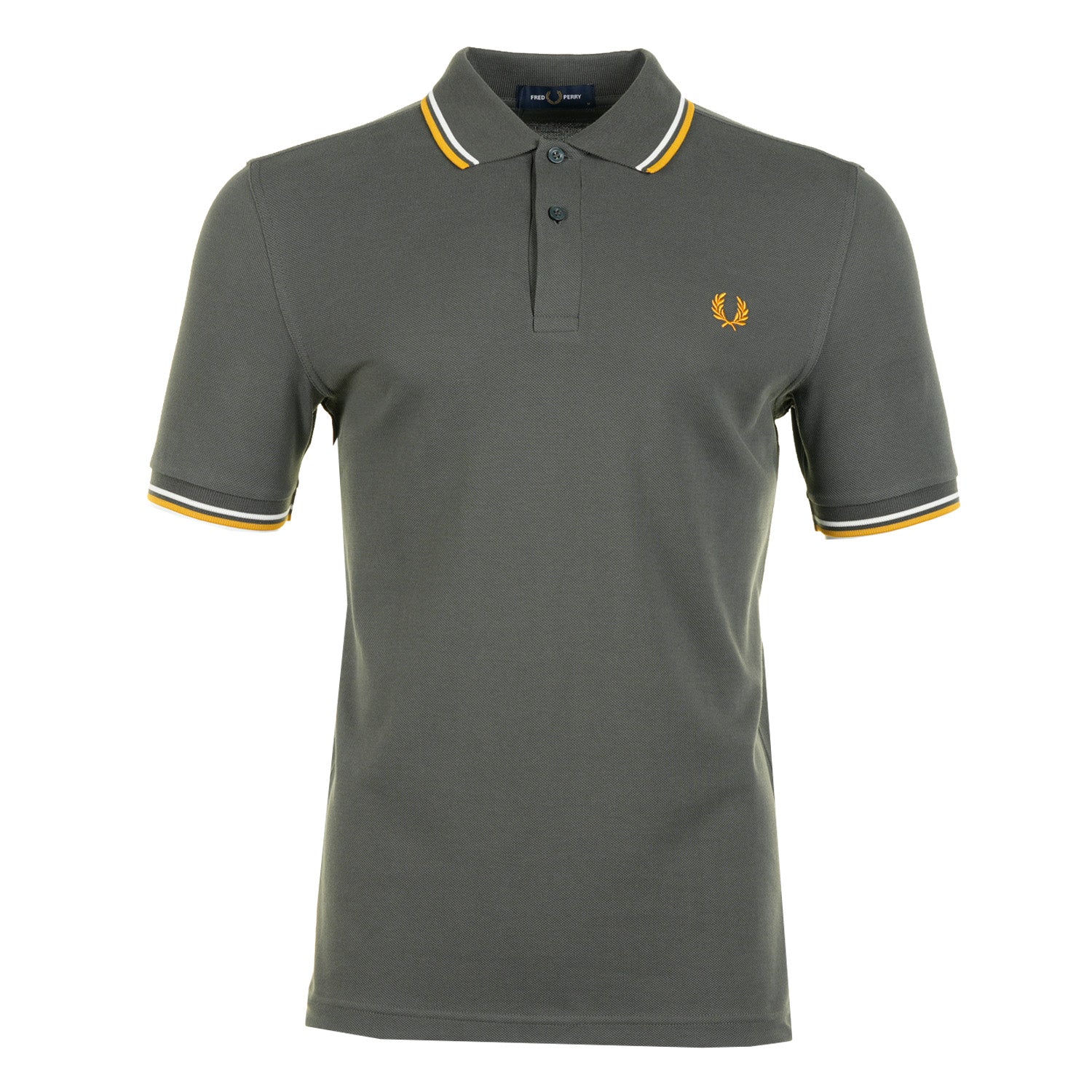 Short Sleeve Twin Tipped Polo Shirt Field Green / Ecru / Golden