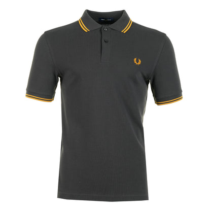 Short Sleeve Twin Tipped Polo Shirt Anchor Grey / Golden
