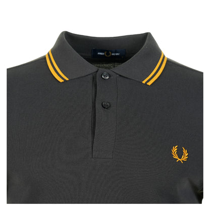 Short Sleeve Twin Tipped Polo Shirt Anchor Grey / Golden