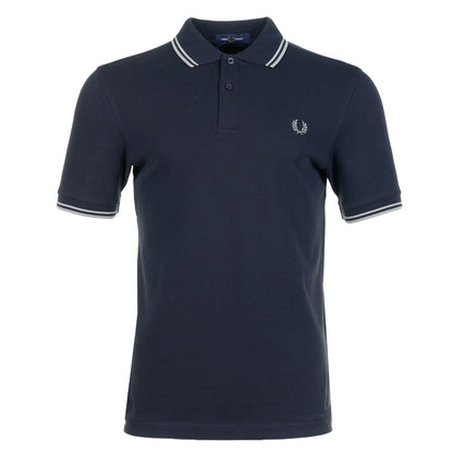 Short Sleeve Twin Tipped Polo Shirt Navy Seagrass