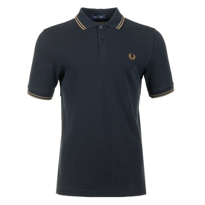 Short Sleeve Twin Tipped Polo Shirt Navy / Bronze