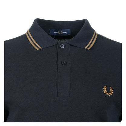 Short Sleeve Twin Tipped Polo Shirt Navy / Bronze