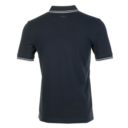 Short Sleeve Twin Tipped Polo Shirt Navy Seagrass