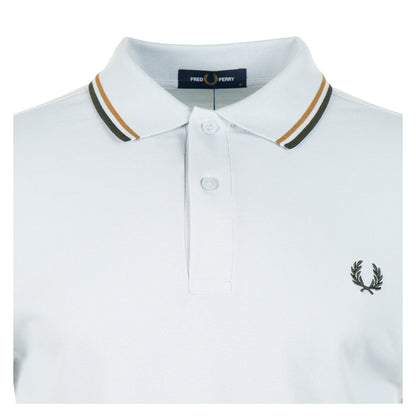 Short Sleeve Twin Tipped Polo Shirt Dusk Blue / Dark Caramel / Night Green