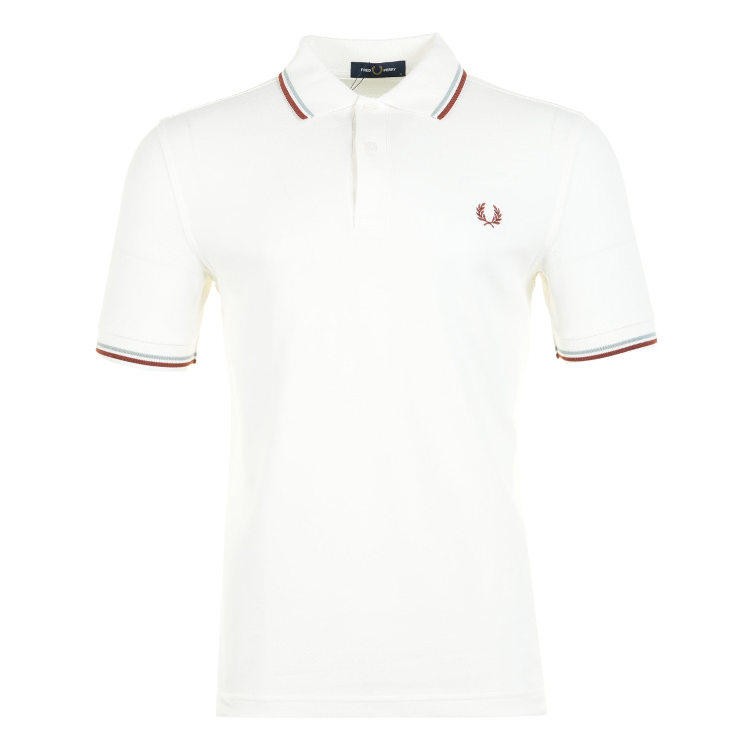 Short Sleeve Twin Tipped Polo Snow White / Silver Blue / Brandy
