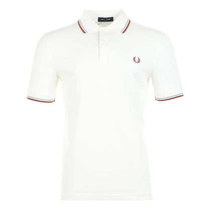 Short Sleeve Twin Tipped Polo Snow White / Silver Blue / Brandy