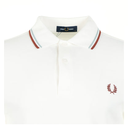 Short Sleeve Twin Tipped Polo Snow White / Silver Blue / Brandy