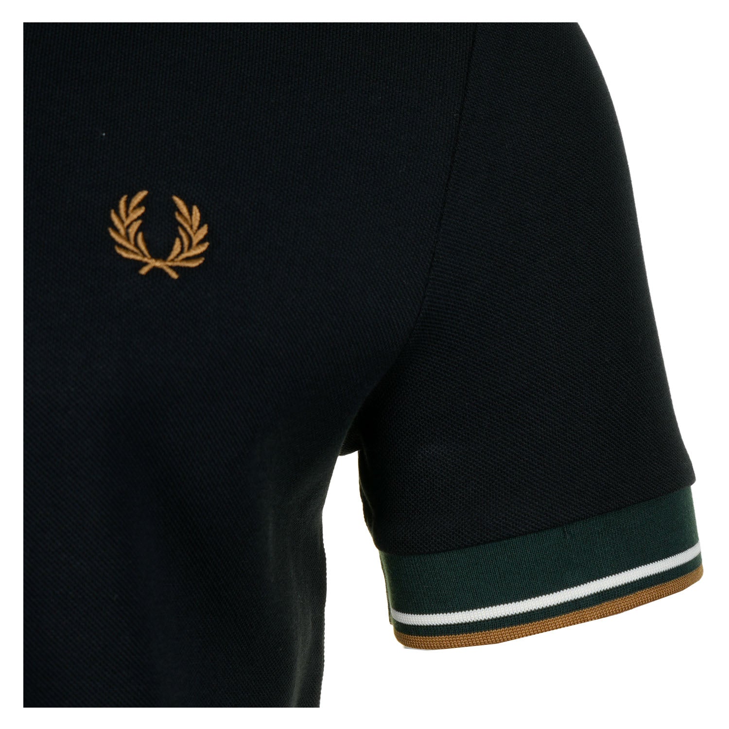 Tipped Cuff Pique T Shirt Black