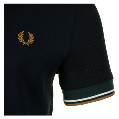 Tipped Cuff Pique T Shirt Black