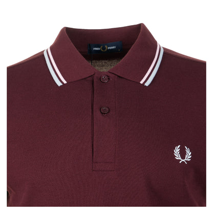 Short Sleeve Twin Tipped Polo Shirt Oxblood / Iced Pink / Dusk Blue