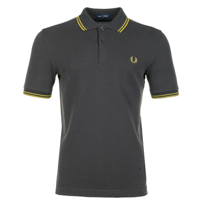 Short Sleeve Twin Tipped Polo Shirt Anchor Grey / Tennis Ball Yellow