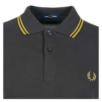 Short Sleeve Twin Tipped Polo Shirt Anchor Grey / Tennis Ball Yellow