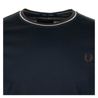 Twin Tipped T Shirt Court Navy Warm Oat Brown Tobacco