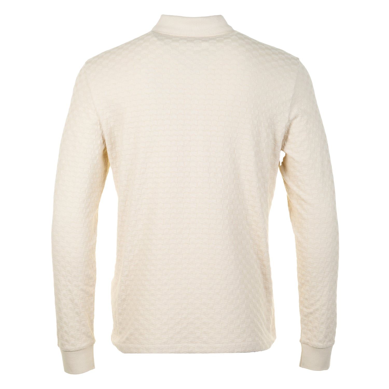 Long Sleeve Button Front Polo Off White