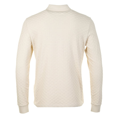 Long Sleeve Button Front Polo Off White