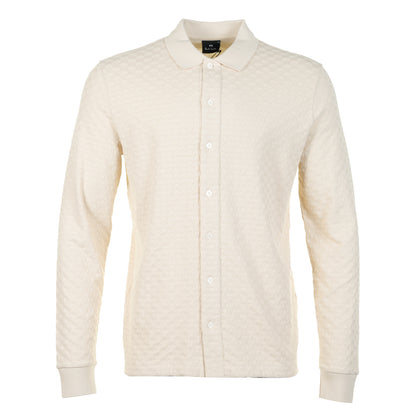 Long Sleeve Button Front Polo Off White