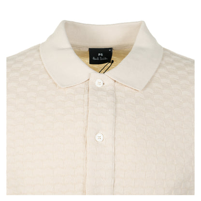 Long Sleeve Button Front Polo Off White