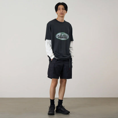 man wearing Gramicci Nylon Explorer Cargo Shorts Black