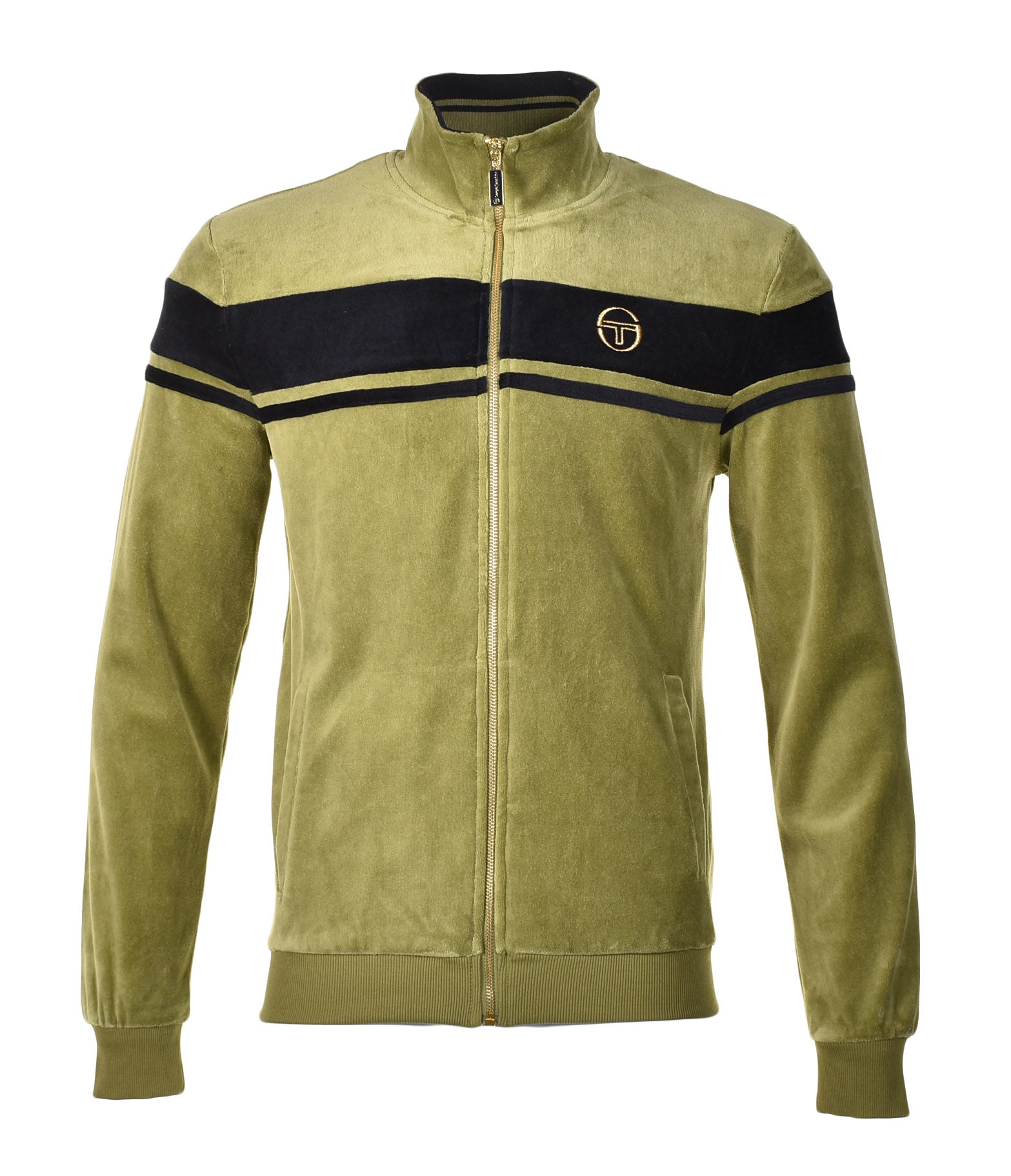Damarind Velour Track Top Sphagnum Green