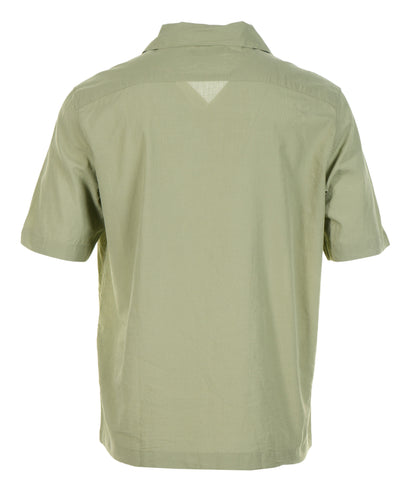 Lightweight Texture Revere Collar Short Sleeve Shirt Olive Mint