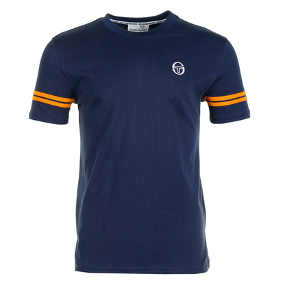 Grello Crew Neck T Shirt Maritime Blue Orange Pepper