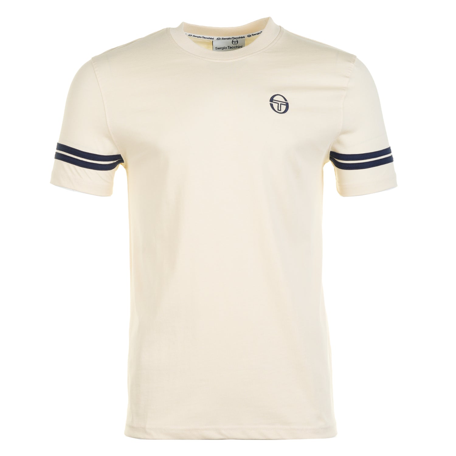 Grello Crew Neck T Shirt Sandshell Maritime Blue