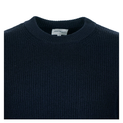Henning Cotton Wool Ribbed Sweater Dark Navy