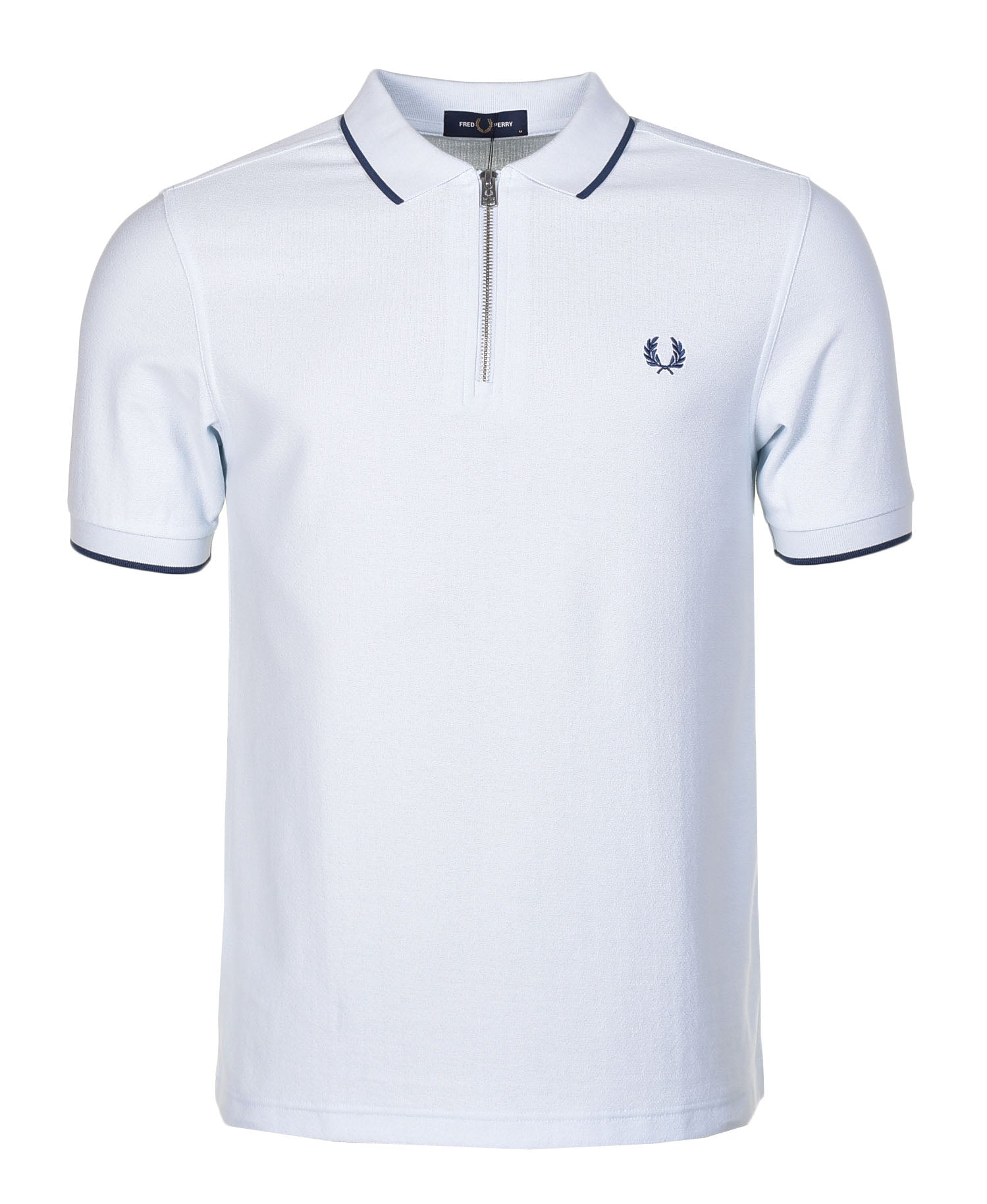 Crepe Pique Zip Neck Polo Shirt Light Ice