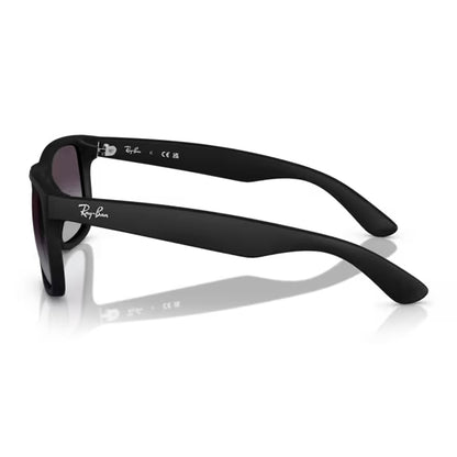 detailed side image of the ray ban Justin Rubber Black / Light Grey Gradient Dark Grey