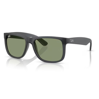 Ray-Ban Justin Opal Grey / Green sunglasses on an angle