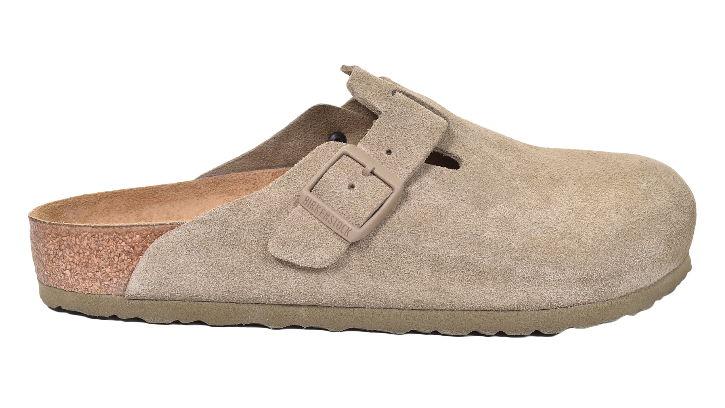Birkenstock Boston Clogs BS Regular Fit Suede Faded Khaki