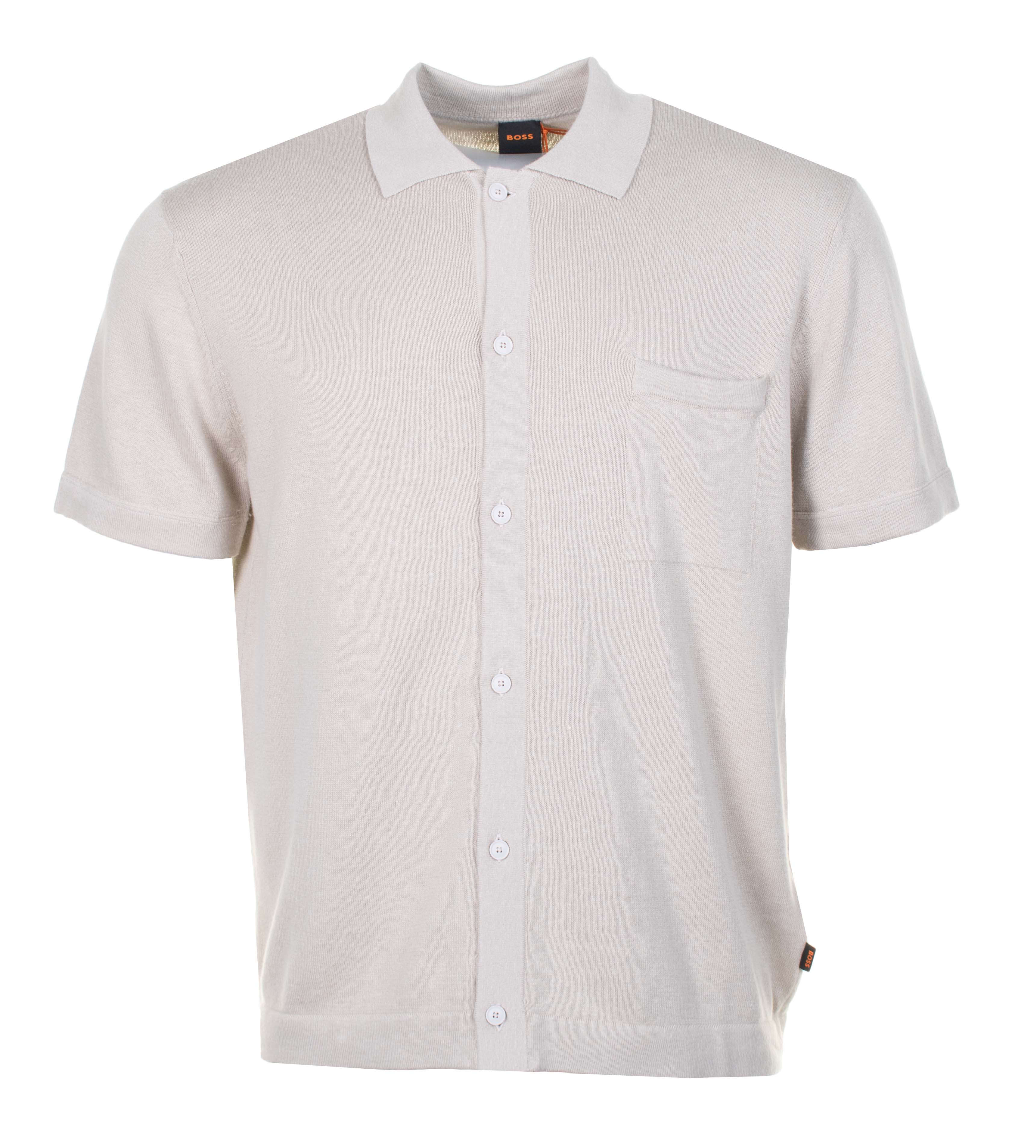 Kamiccio Knitted Full Button Short Sleeve Polo Shirt Light Beige