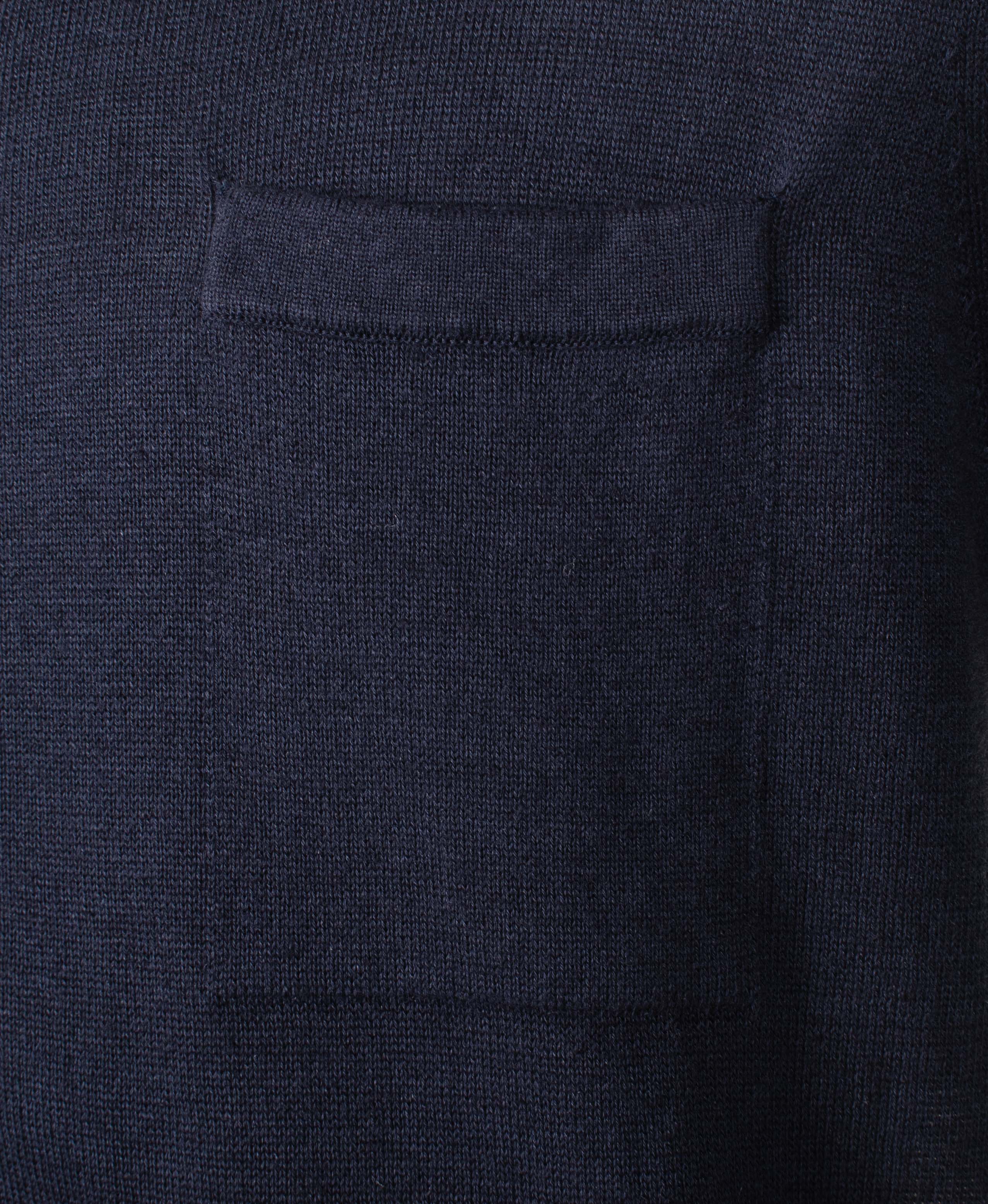 Kamiccio Knitted Full Button Short Sleeve Polo Shirt Dark Blue