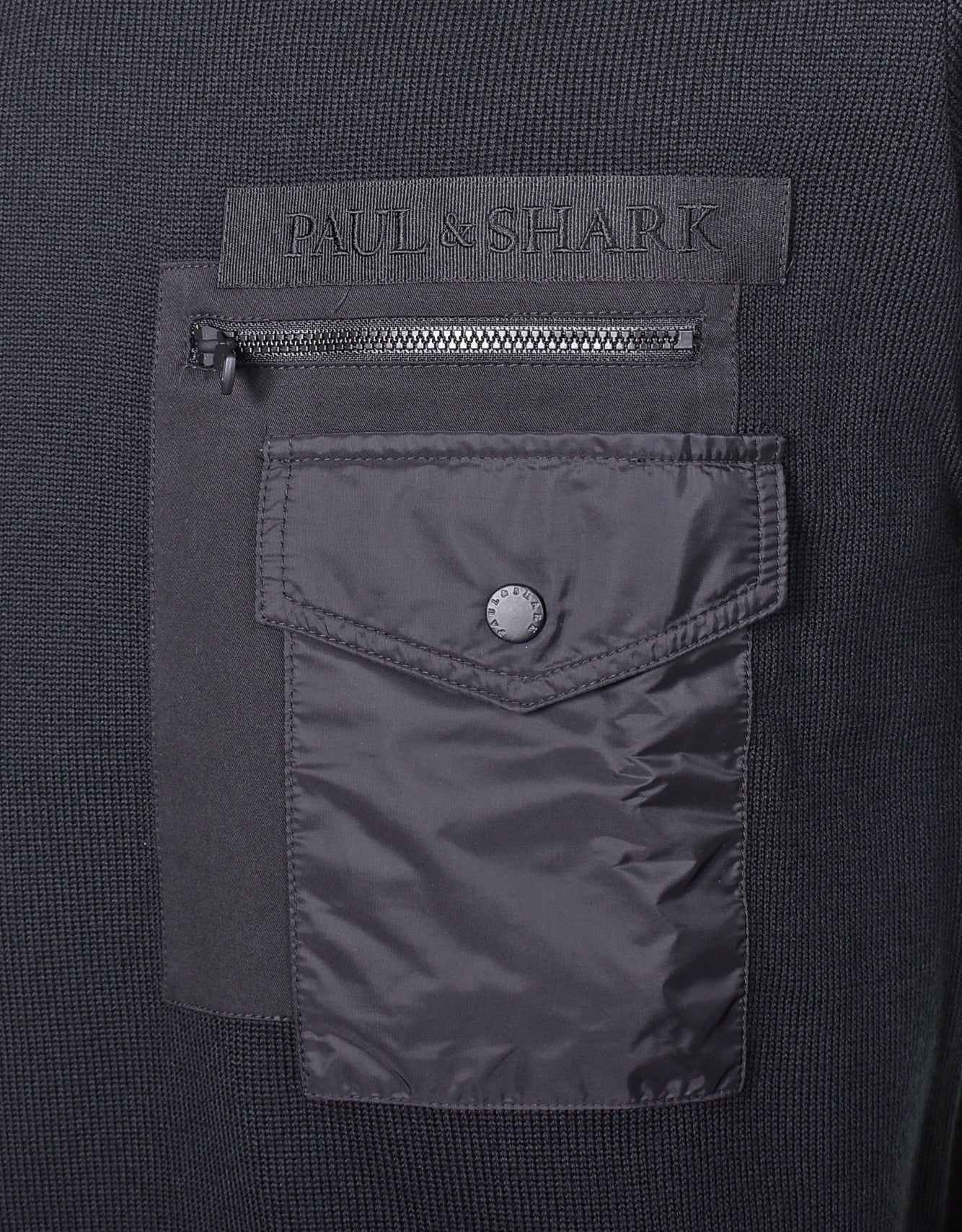 Chest Zip Pocket Knitted Jumper Black