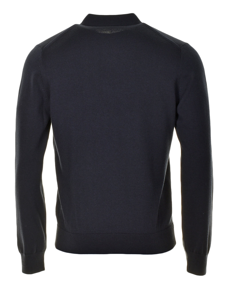 Knitted Long Sleeve Polo Shirt Navy