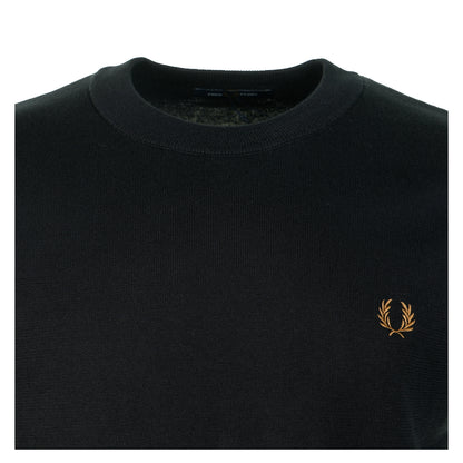 Short Sleeve Knitted Cotton T Shirt Black