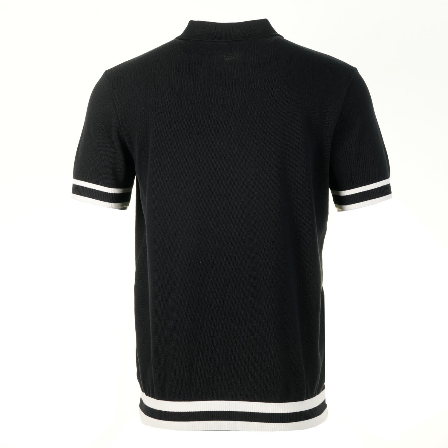 Short Sleeve Stripe Hem Polo Shirt Black