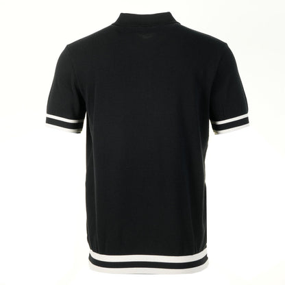 Short Sleeve Stripe Hem Polo Shirt Black