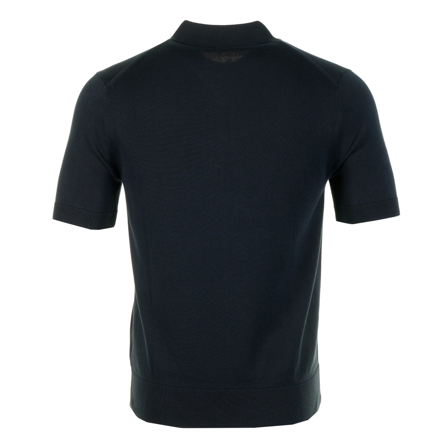 Short Sleeve Cotton Knitted Polo Shirt Navy