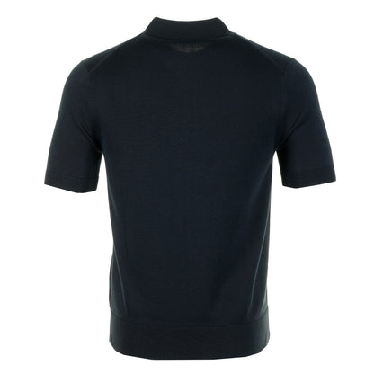 Short Sleeve Cotton Knitted Polo Shirt Navy