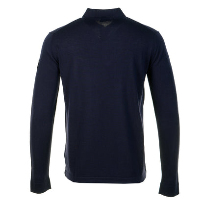 Merino Wool Zip Polo Navy
